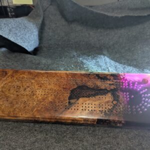 CB025 - Silver Maple Burl 3 Player Cribbage Board